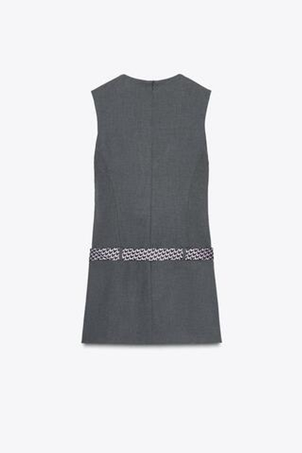 ZARA КОРОТКОЕ ПЛАТЬЕ С ПОЯСОМ-ГАЛСТУКОМ, УГОЛЬНЫЙ