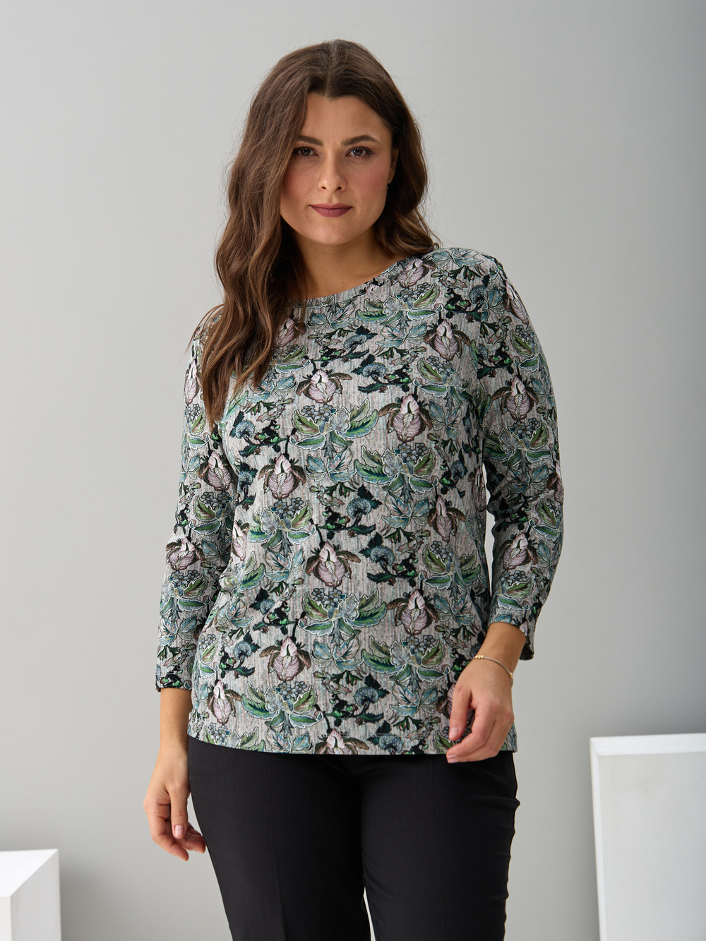 Лонгслив ЛНв-306/меланжорхидея-тропики