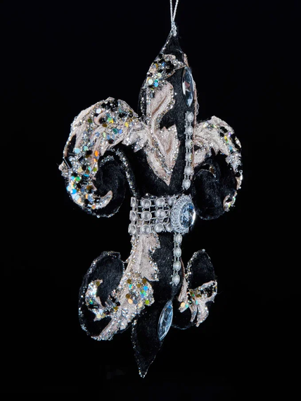 Винтажное украшение Цветок Аканта 15х18 см., черный с платиной, Christmas DeLuxe (89005)