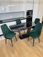 Кухонный раскладной стол "Прадо" черный мрамор и 4 стула Лондон