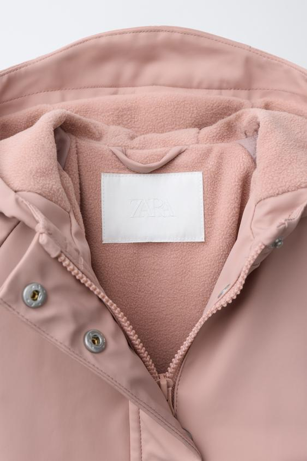 ZARA ПРОРЕЗИНЕННАЯ КУРТКА WATER REPELLENT, РОЗОВЫЙ