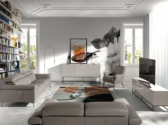 Двухместный диван с реклайнером Angel Cerda 5320-2P, серая кожа