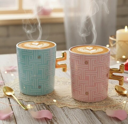 Керамическая кружка SWED HOUSE, розовый, бирюзовый 325 мл