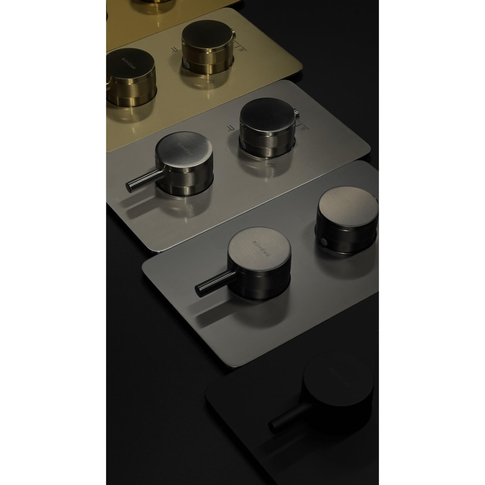 Встраиваемый смеситель для душа и ванны с термостатом двухпроходной Boheme CELL 134-2-GM GUN METAL