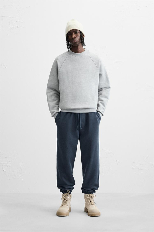 ZARA БАЗОВЫЕ БРЮКИ-ДЖОГГЕРЫ, СИНИЙ