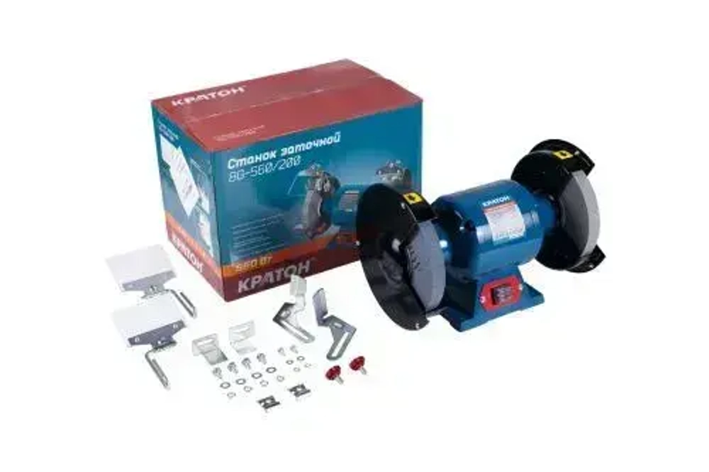 Станок заточной Кратон BG 560/200 (560 Вт, Размеры шлифовального круга 200х32х25 мм, Резиновые съемные амортизаторы)