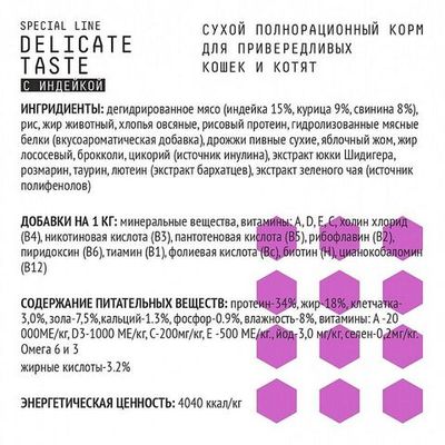 Сухой корм для привередливых кошек и котят AJO Cat Delicate Taste, Пакет 400 г