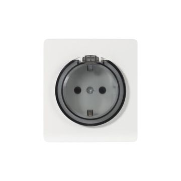 Розетка ROUND 1-ая с/з с/у, со шторками и крышкой 16А перламутр KRANZ