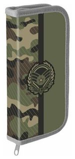 Пенал ПИФАГОР, 1 отделение, ламинированный картон, 19х9 см, "Army", 271101