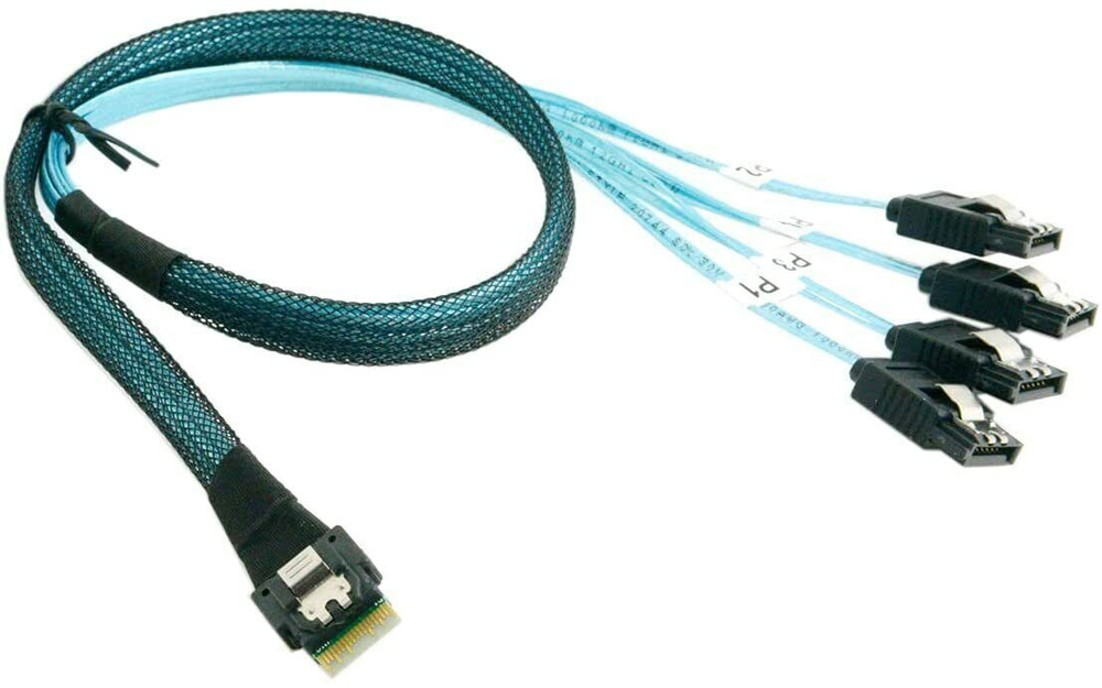 Кабель SAS slimline SFF8654 SAS4.0一 4 xSATA 3.0