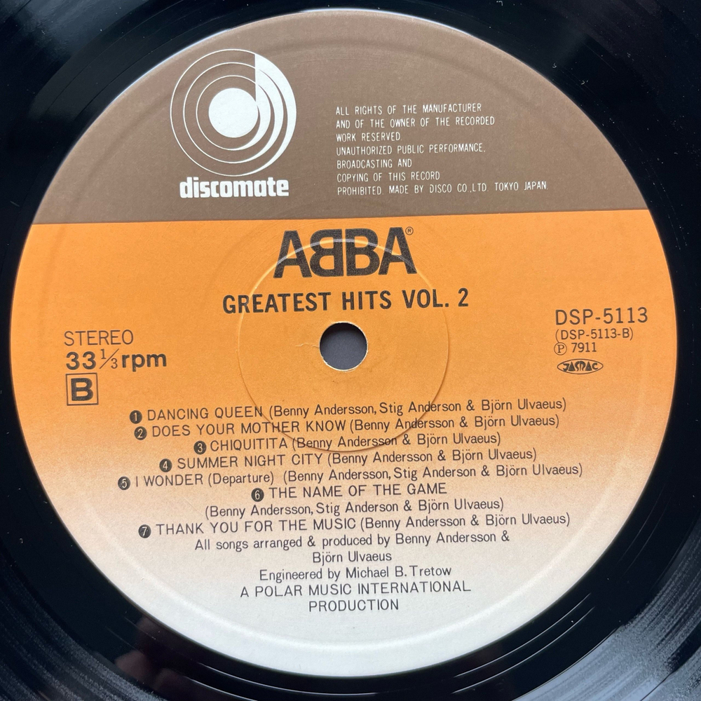 Винтажная виниловая пластинка LP ABBA АББА Greatest Hits Vol. 2 (Япония 1979) (Без Оби)
