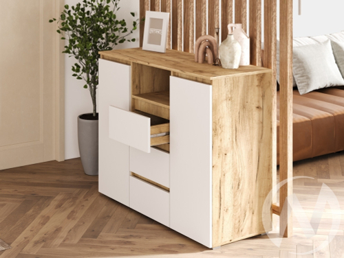 Прихожая "Хелен" (дуб крафт золото/белый шагрень) Комплектация 1