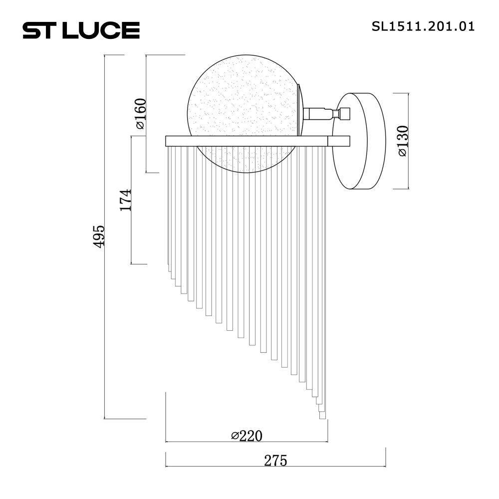 SL1511.201.01 Бра ST-Luce Золотистый/Белый E27 1*60W