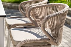 "Венето" обеденная группа на 6 персон со стульями "Милан", каркас белый, роуп бежевый