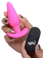 Розовая анальная вибропробка с пультом ДУ 21X Remote Control Vibrating Silicone Butt Plug - 10,4 см. (Цвет: розовый)