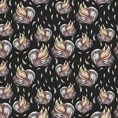 Паттерн с графическими пылающими сердцами