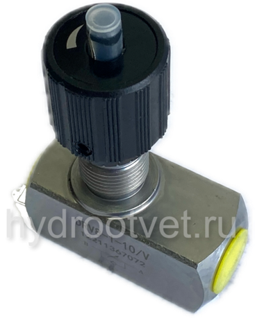 DRV08-1-10/V - Дроссель трубного монтажа c рукояткой, G1/4, обратный клапан - есть
