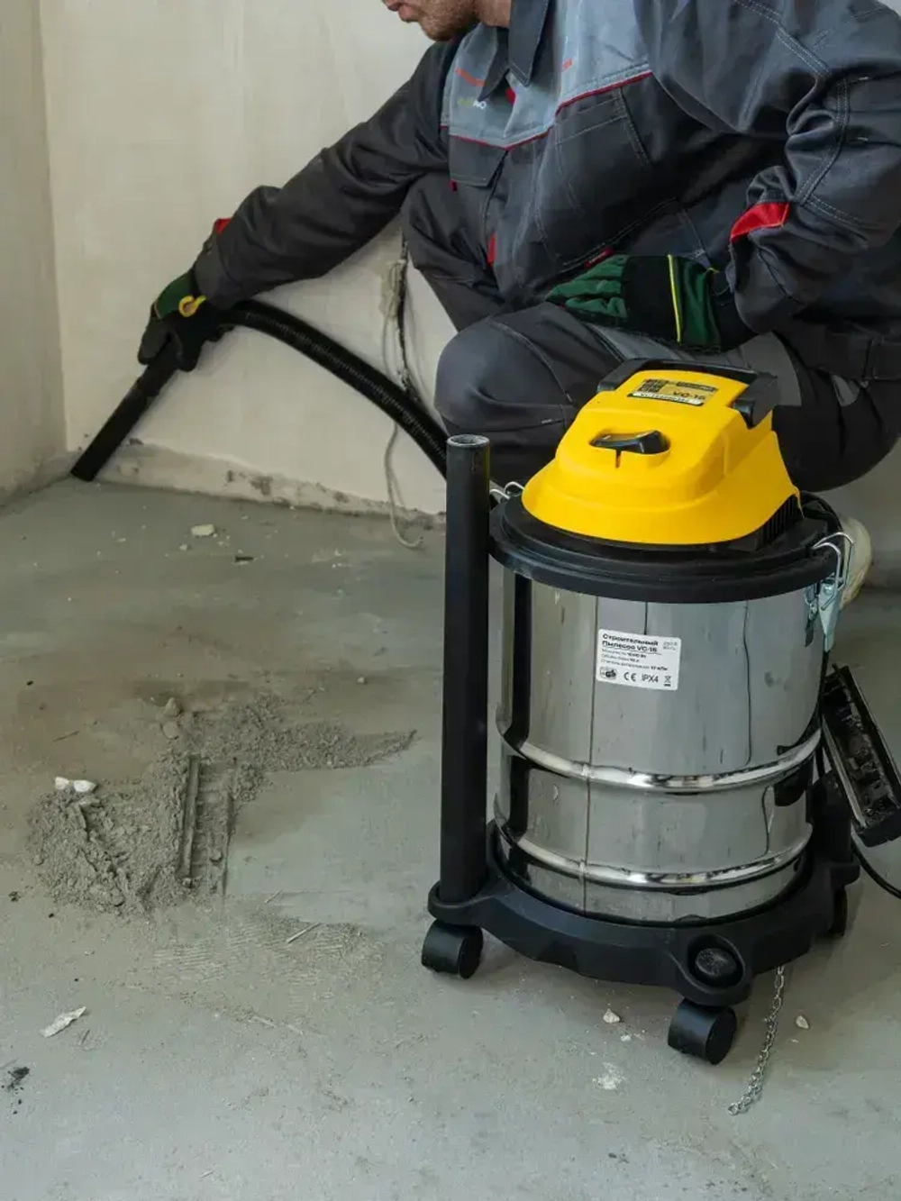 Строительный пылесос промышленный, электрический ZORGEPRO VC-15 ( 1500 Вт, 15 литров, Шланг 1,5М, фильтр, сухая/влажная уборка )