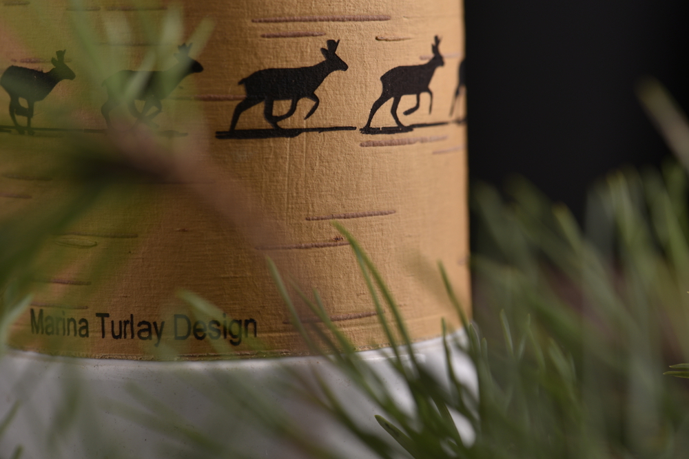 Кружка малая фарфоровая без ручки с берестой. Коллекция Christmas (Рождество)