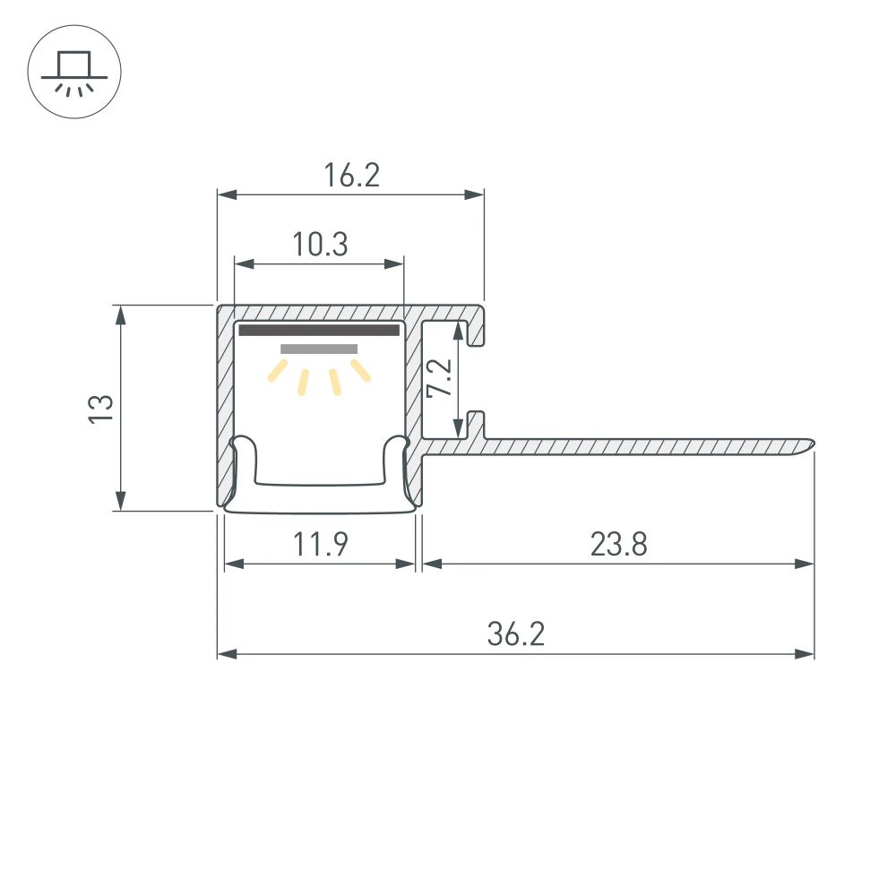Профиль FANTOM-BENT-W12-TOP-EDGE-2000 ANOD (Arlight, Алюминий) 040328