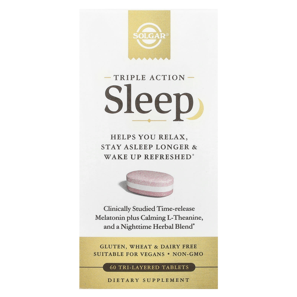 Solgar, Sleep, тройного действия, 60 трехслойных таблеток