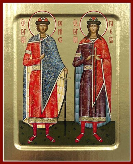 Икона Бориса и Глеба, блг. князей (ростовая) на дереве: 125 х 160 (Синопсисъ)