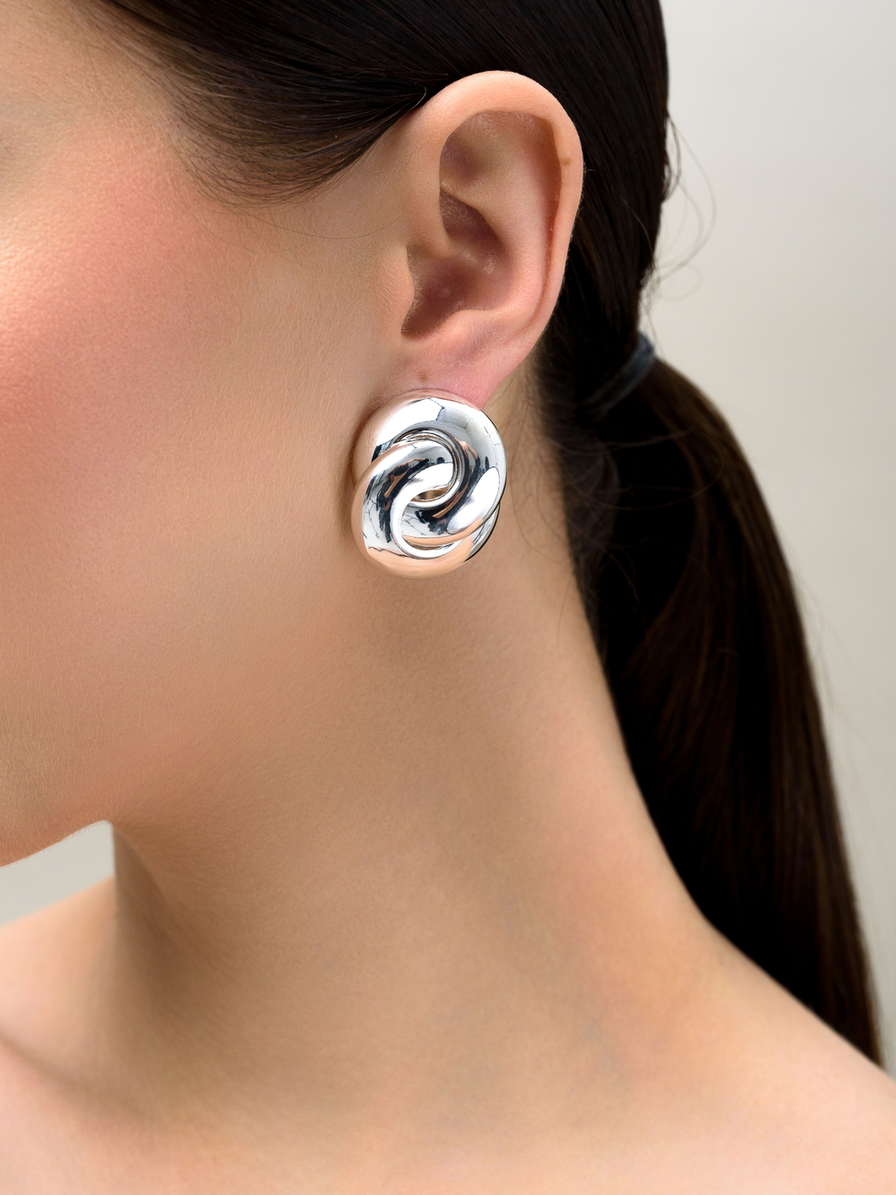 Серьги "Double round element" Silver