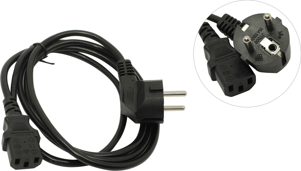Wize &lt;CAC6-EU-C13-1.8M&gt; Кабель компьютер - розетка 220V 1.8м Европейский стандарт Г-образный