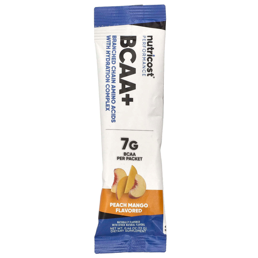 Nutricost, Performance, BCAA +, персик и манго, 20 пакетиков по 13 г (0,5 унции)