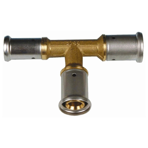 Тройник HENCO переходный уменьшенный с двух сторон, латунь пресс, 20x16x16