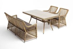 "Катания" обеденная группа плетеная на 4 персоны, цвет соломенный