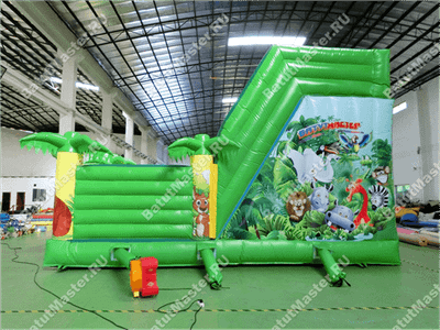 Коммерческий надувной батут "Джунгли малый со скалодромом"