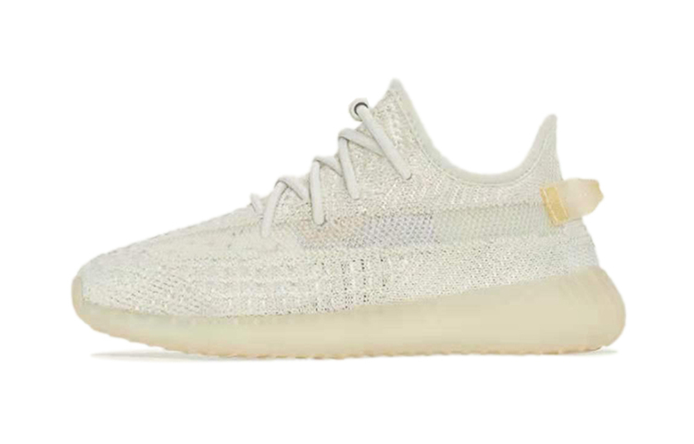 Middle-aged children adidas originals Yeezy Boost 350 V2 color-changing "Light" non-slip shock absorption wear-resistant sports casual shoes white and yellow