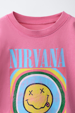 ZARA ФУТБОЛКА С ПРИНТОМ NIRVANA®, РОЗОВЫЙ