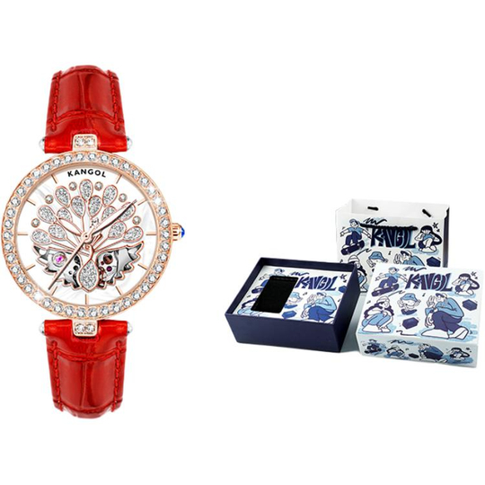 KANGOL Manual Mechanical Movement Genuine Leather Strap Watch Women"s Watch White Dial KANGOL K133