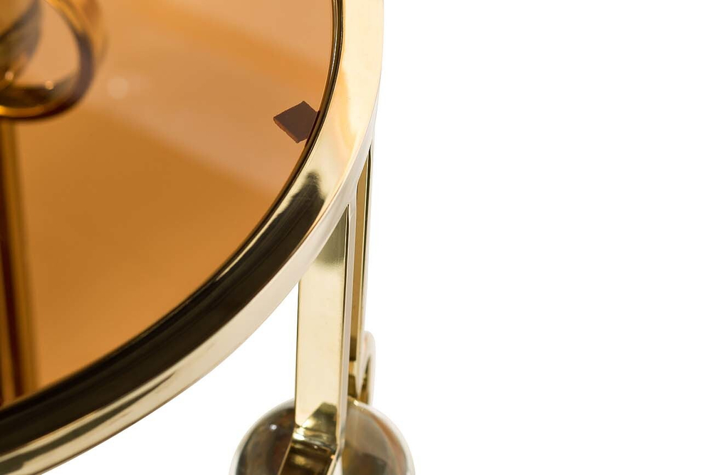 13RXET6034-GOLD Стол журнальный стекло коричн./золото 50*50*60см