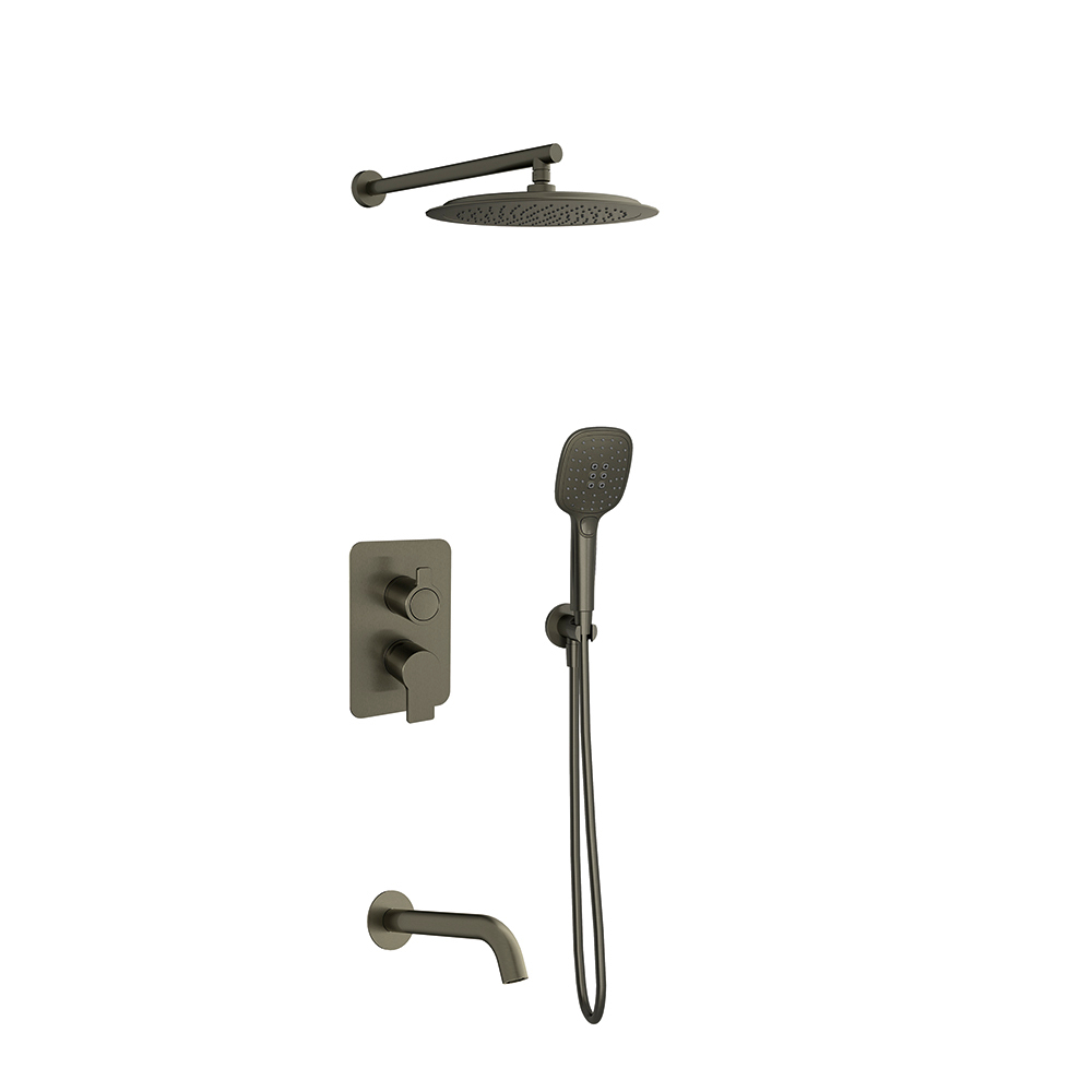 Встраиваемый смеситель для душа с изливом, тропическим и ручным душем BLAUTHERM 941513RP300GR графит