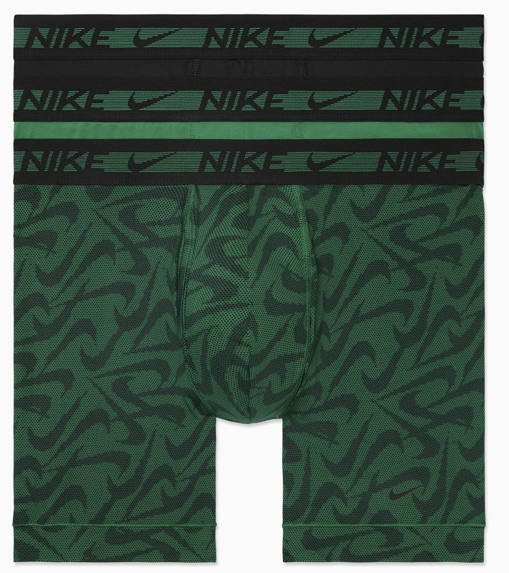 Боксерки теннисные Nike Dri-Fit Ultra Stretch Micro Boxer Brief 3P - malachite geo swoosh/black/malac