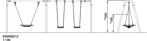 Двойные качели + качели «Гнездо», D=100см, Н=2,5 м, антрацит, с системой антизакручивания