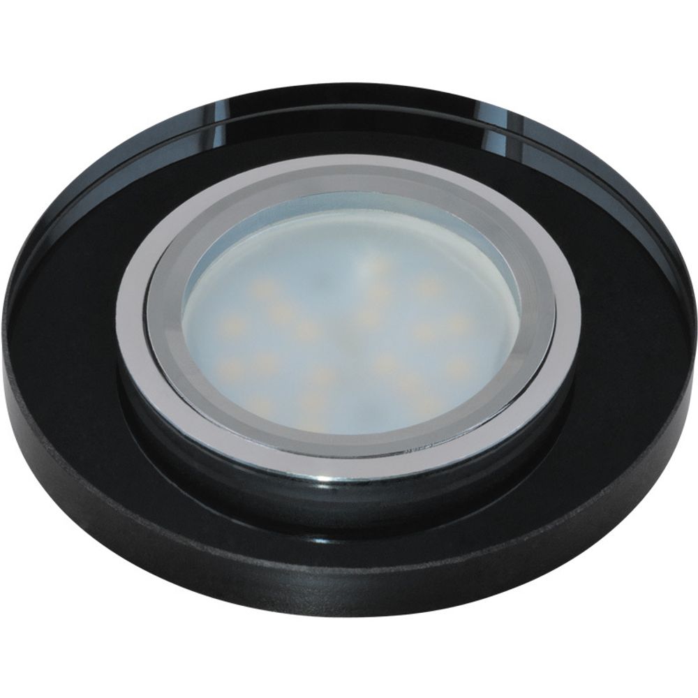 DLS-P106 GU5.3 CHROME/BLACK Светильник декоративный встраиваемый ТМ Fametto, серия Peonia. Без лампы, цоколь GU5.3. Основание металл, цвет хром. О