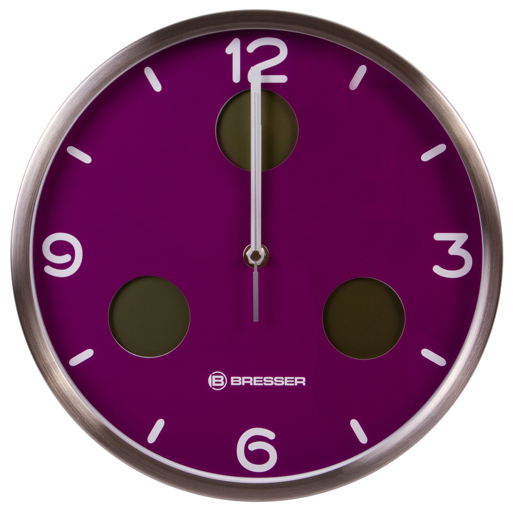 Часы настенные Bresser MyTime io NX Thermo/Hygro, 30 см, фиолетовые
