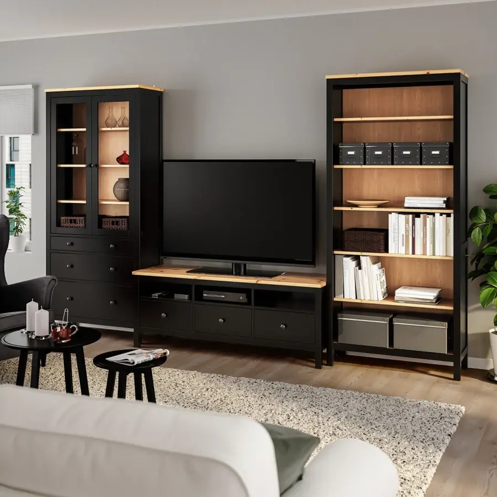 Комбинация под ТВ - IKEA HEMNES, 47x326x197 см, черный, Хемнэс ИКЕА