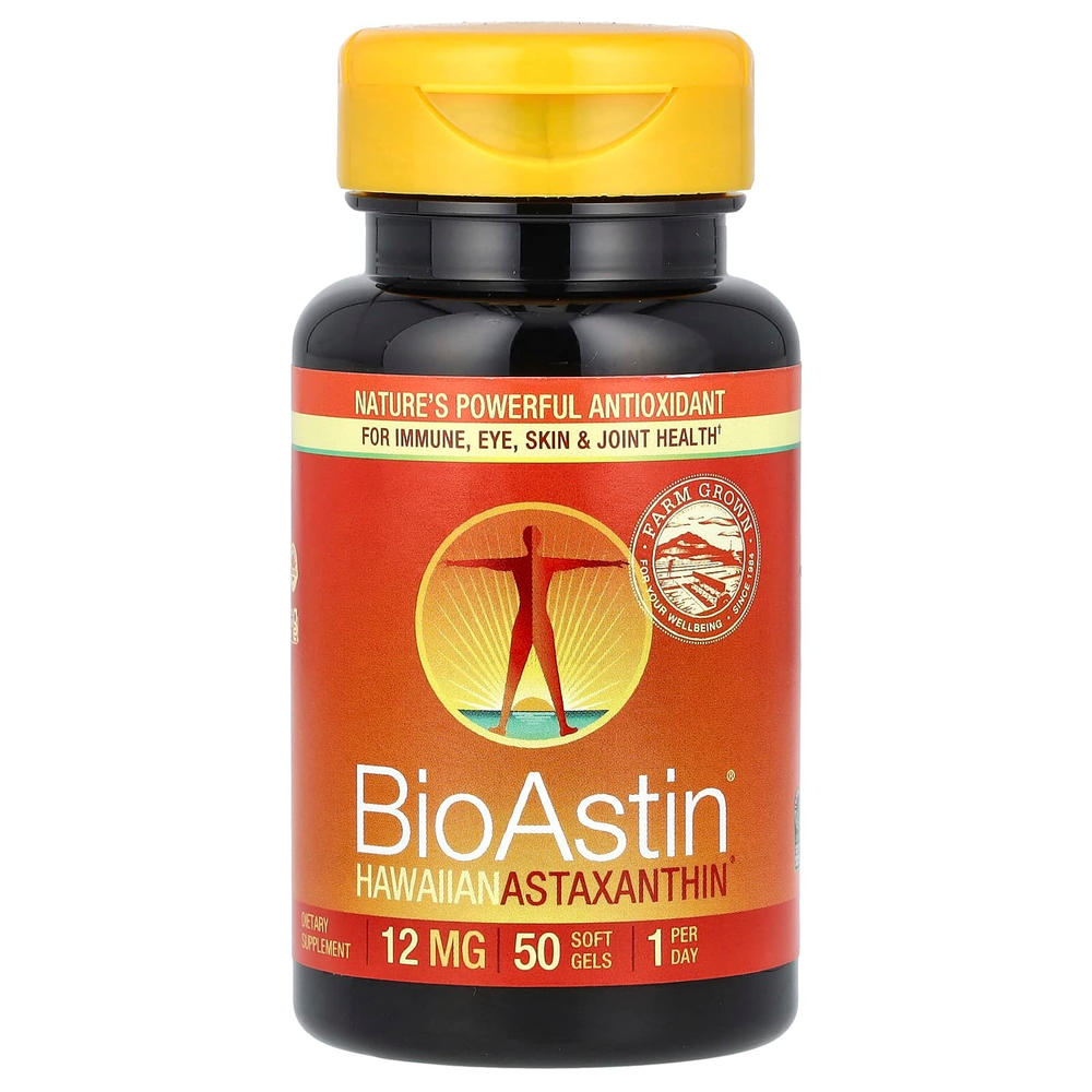 Nutrex Hawaii, BioAstin, гавайский астаксантин, 12 мг, 50 мягких таблеток