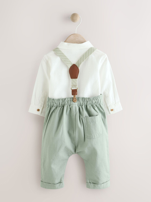 Рубашка и брюки в комплекте для мальчиков Next AR6-785, Белый, Зеленый