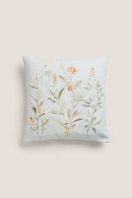 ZARA HOME ЧЕХОЛ ДЛЯ ДЕКОРАТИВНОЙ ПОДУШКИ С ЦВЕТОЧНЫМ УЗОРОМ, ГОЛУБОЙ