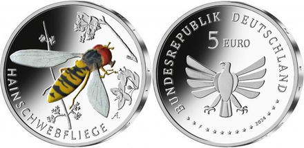 Германия 5 евро, 2024 Удивительный мир насекомых - Мармеладная журчалка