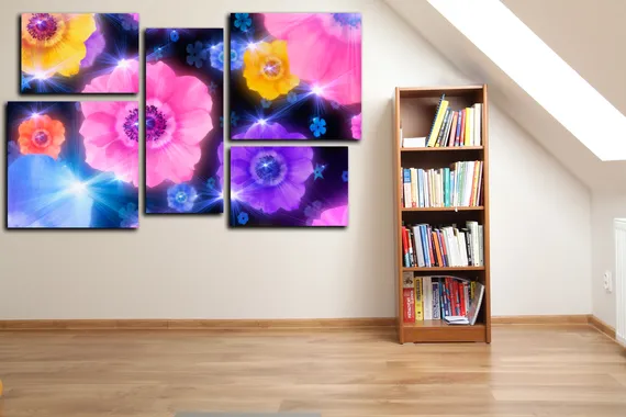 Модульная картина "Блики цветов"