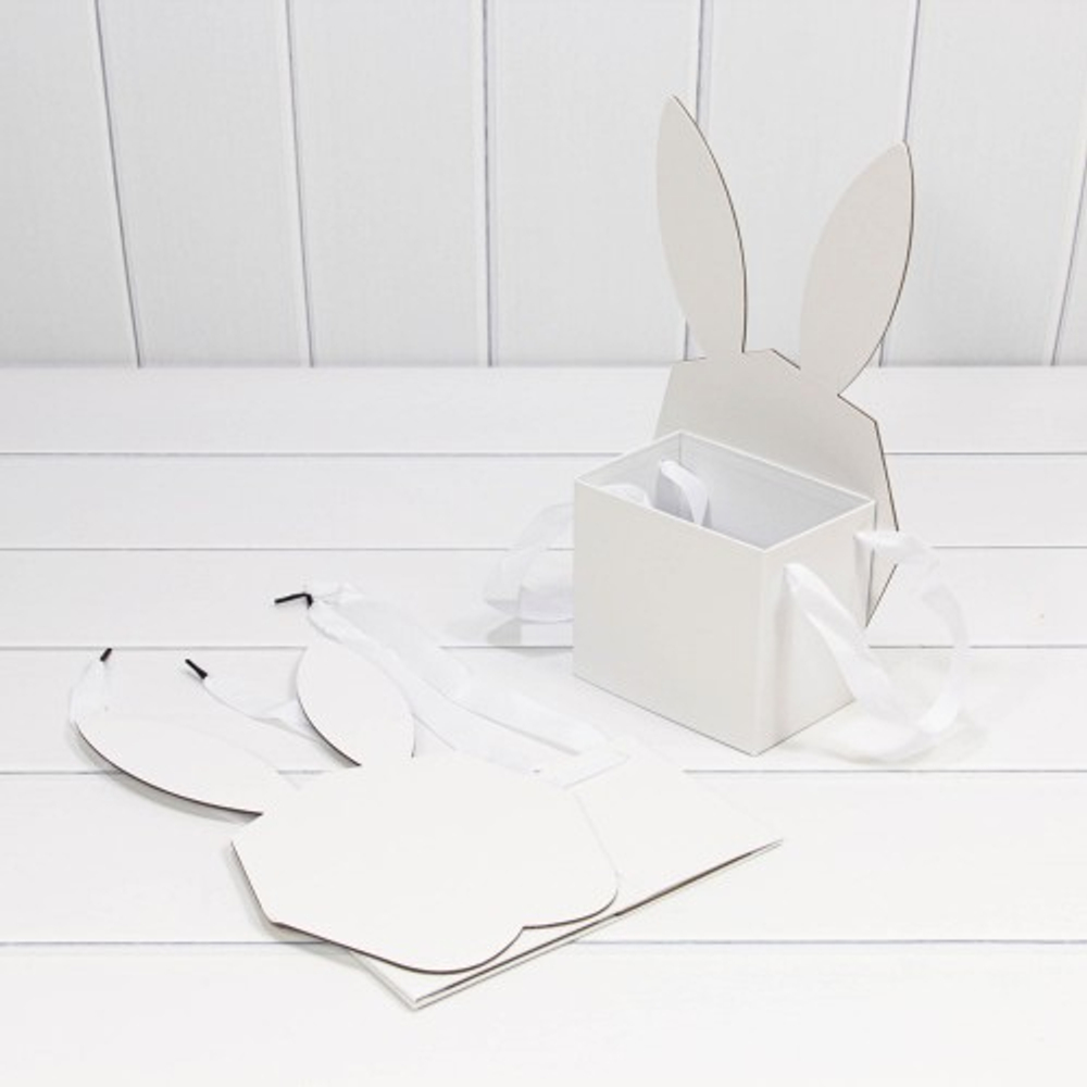 Коробка 18х9.5х31 см "Зайка" С ушками (Белый)