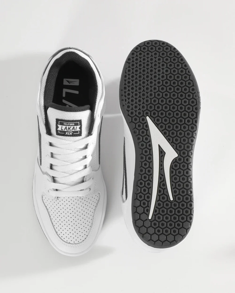 Кеды Lakai Telford Low: White/Black Leather (Q1-26)