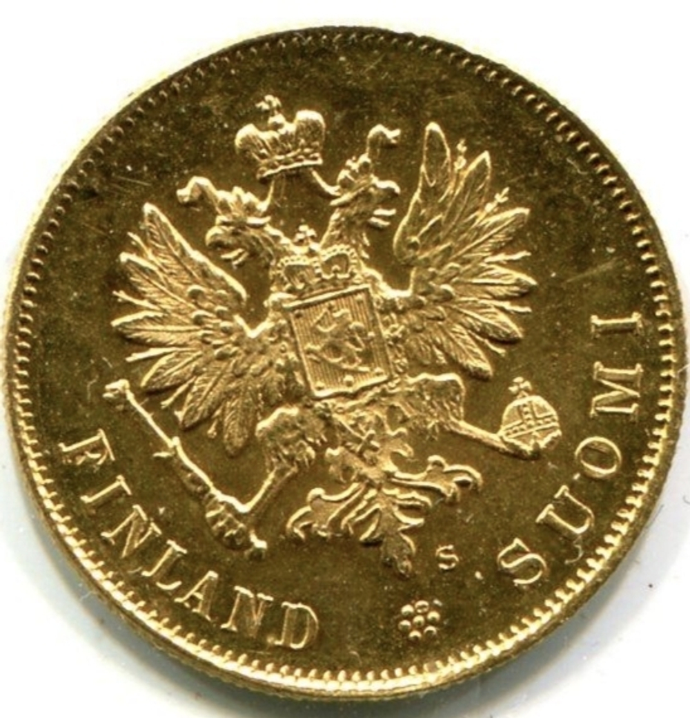 Российская Финляндия 10 марок 1913 года. Золото.